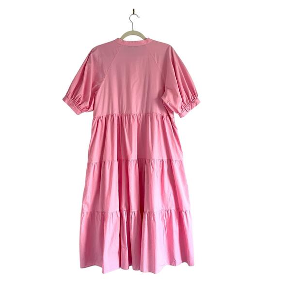 English Factory short puff sleeve Tiered midi Sundress pink Sz Small Balletcore - Picture 4 of 11